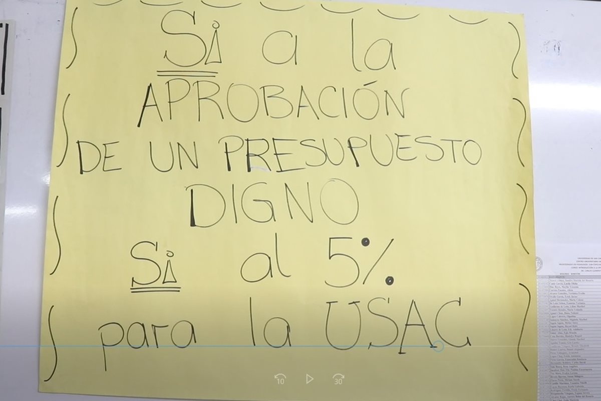 Los universitarios exigen a las autoridades recapacitar sobre el presupuesto de la Usac. (Foto Prensa Libre: María Longo)