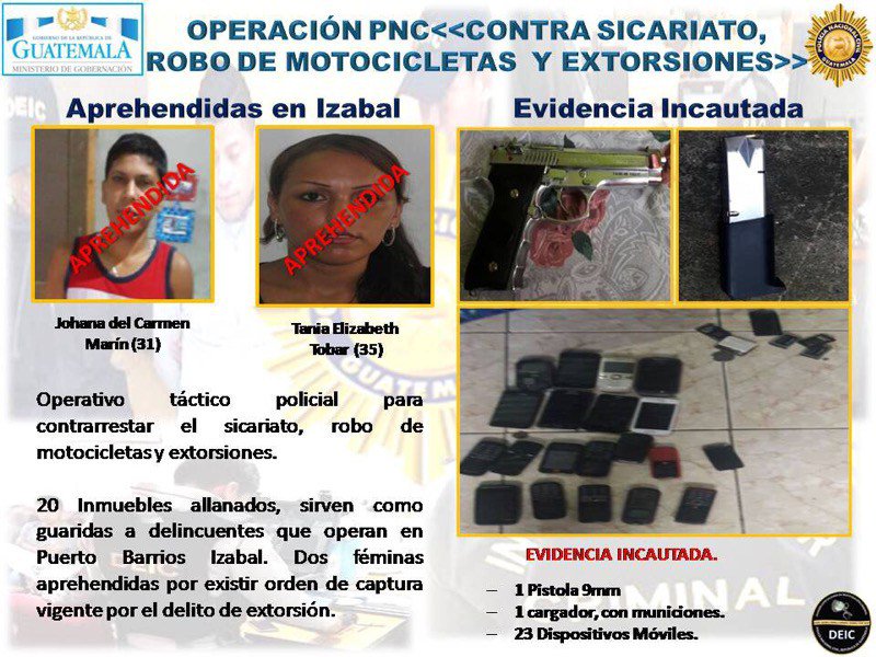 Resultados de los allanamientos ejecutados en Izabal. (Foto Prensa Libre: Roni Pocón)