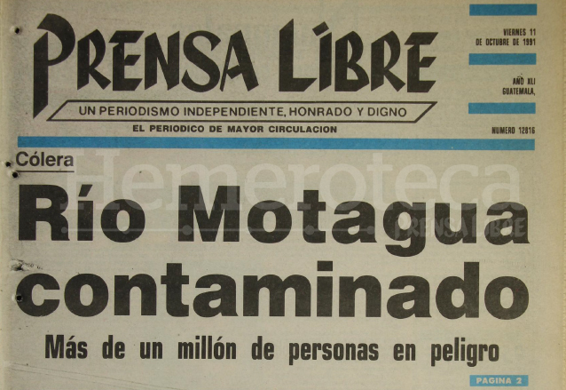 Titular de Prensa Libre del 11 de octubre de 1991. (Foto: Hemeroteca PL)