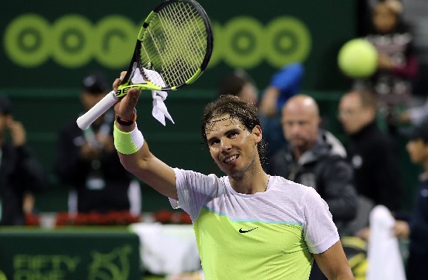 El tenista español Rafael Nadal festeja el triunfo. (Foto Prensa Libre: AFP)