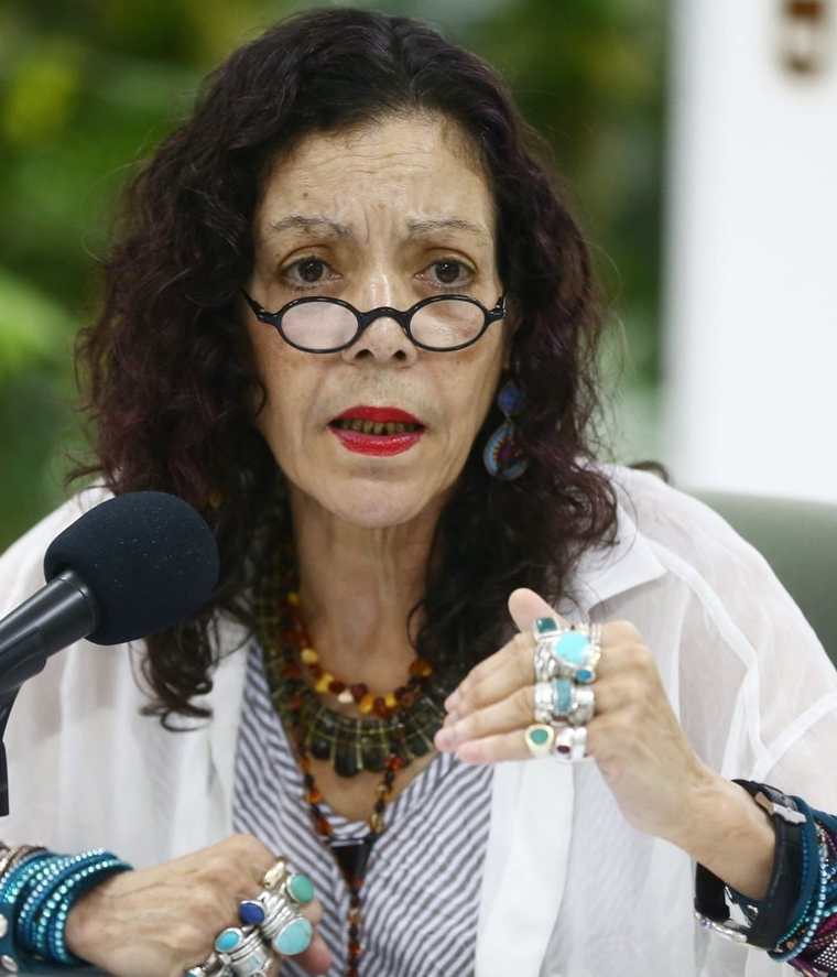 Rosario Murillo, vicepresidenta de Nicaragua durante una conferencia de prensa en Managua, Nicaragua. (Foto HemerotecaPL).