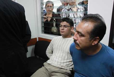 Los sindicados participan en la audiencia de primera declaración. (Foto Prensa Libre: Estuardo Paredes)