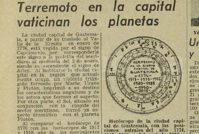 Este apartado del Horóscopo publicado el 27 de enero de 1976 pronosticaba terremotos para la capital. (Foto: Hemeroteca PL)