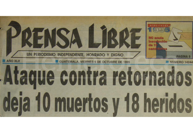 Titular de Prensa Libre del 6/10/1995. (Foto: Hemeroteca PL)