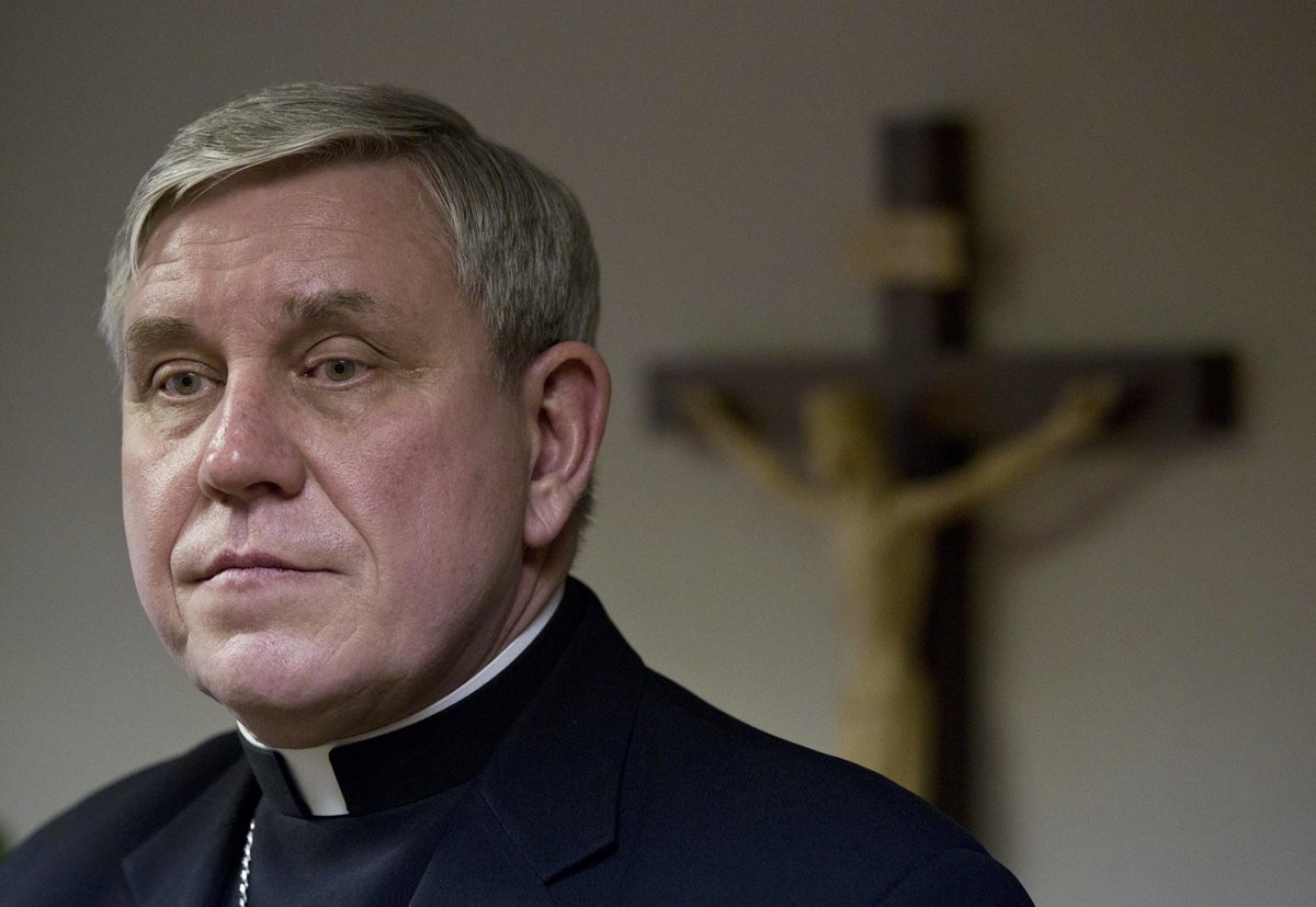 <em></em><em>El arzobispo Jerome Listecki, en conferencia de prensa por el caso de </em><em></em><em>arquidiócesis de Milwaukee. </em>(Foto Prensa Libre: AP).