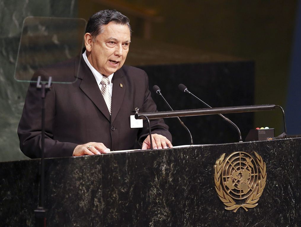 El vicepresidente Juan Fuentes Soria, durante su discurso ante la ONU. (Foto Prensa Libre: EFE)