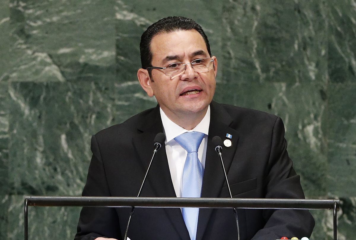 Jimmy Morales se dirige a la 73 asamblea de Naciones Unidas. (Foto Prensa Libre: EFE)