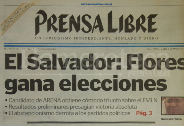 Titular de Prensa Libre del 8 de marzo de 1999. (Foto: Hemeroteca PL)
