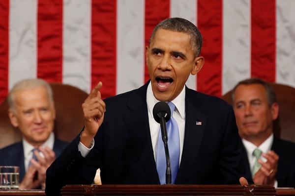 El presidente de EE. UU., Barack Obama, pronuncia el discurso del Estado de la Unión. (Foto Prensa Libre: AP)