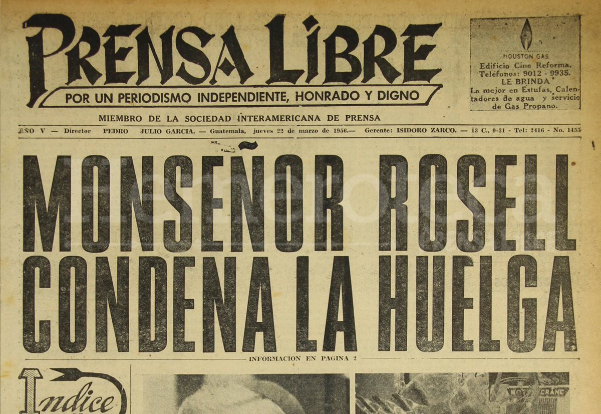 Titular de Prensa Libre del 26 de marzo de 1956. (Foto: Hemeroteca PL)