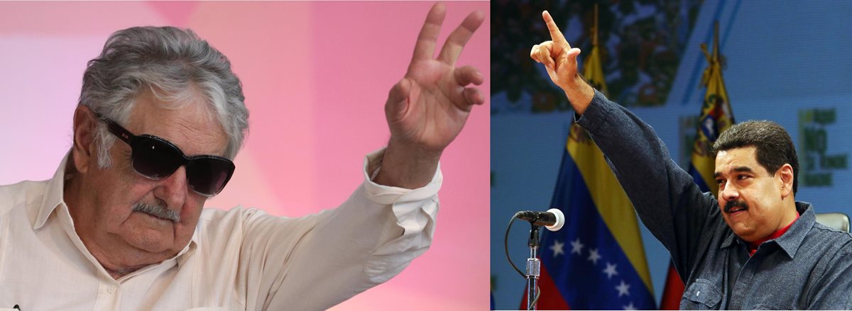 El expresidente uruguayo, José Mujica,(izq.), dijo que el mandatario de Venezuela (der.), Nicolás Maduro, está "loco como una cabra". (Fotos Prensa Libre: AP/AFP).