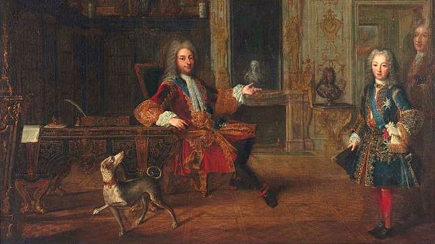 El regente, aquí con el niño rey, convirtió a Law en el segundo hombre más poderoso de Francia.