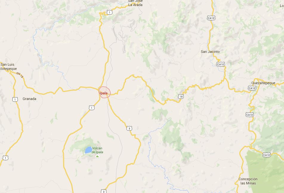Ubicación de Ipala, Chiquimula. (Fuente: Google Maps)