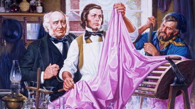 William Henry Perkin (centro) trabajando en su laboratorio en el colorante sintético que bautizó como "malveína". (Imagen: Fundación del Patrimonio Químico)