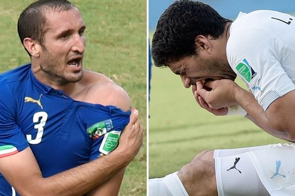 El defensor italiano acepta disculpas de Luis Suárez. (Foto Prensa Libre: AFP)