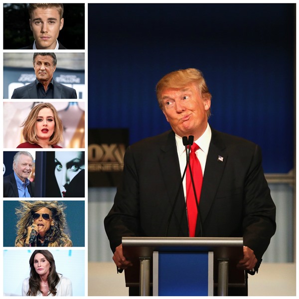Donald Trump se ha ganado la simpatía de muchos famosos pero hay otro bando que decidió darle la espalda. (Foto Prensa Libre: EFE y AP)
