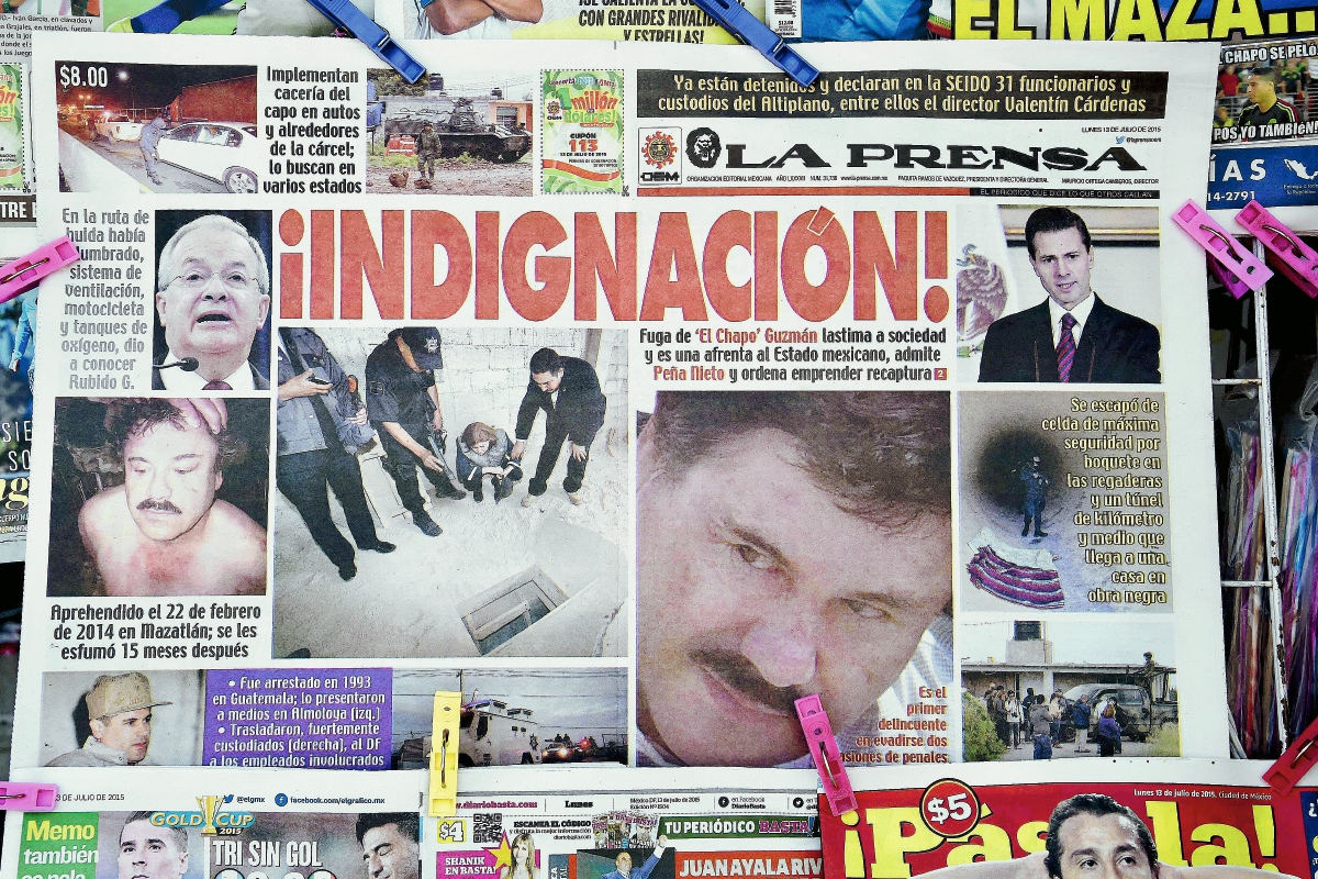 La Prensa mexicana ha criticado fuertemente al Gobierno tras la fuga del capo. (Foto Prensa Libre: AFP).