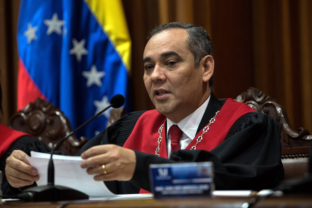 Maickel Moreno, presidente del Tribunal Supremo de Justicia de Venezuela, el principal sancionado por EE. UU. (Foto Prensa Libre: EFE)