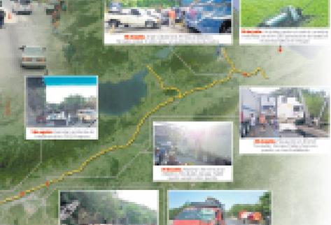 La combinación peligrosa de factores provoca diversos accidentes en la carretera al Atlántico. (Foto Prensa Libre)