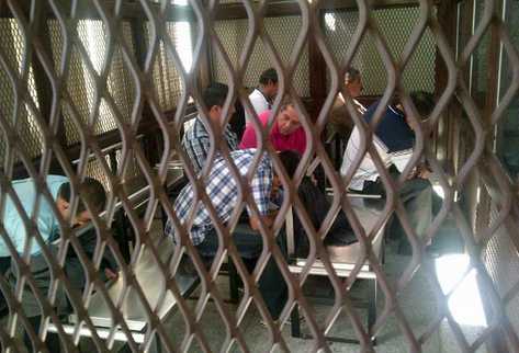 Policías enfrentan juicio en Juzgado A de Mayor Riesgo. (Foto Prensa Libre: Estuardo Pardes)