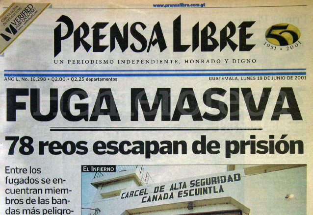 Titular de Prensa Libre del 18 de junio de 2001. (Foto: Hemeroteca PL)