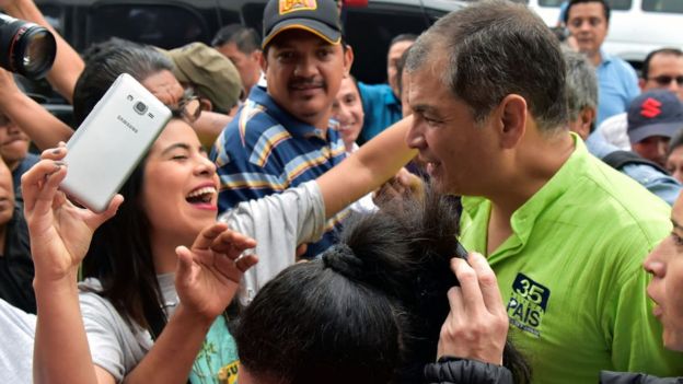 Rafael Correa regresó a Ecuador de Bélgica para hacer campaña por el NO. GETTY IMAGES