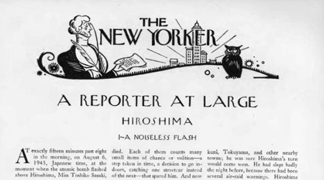 La primera página del artículo Hiroshima en la revista The New Yorker.
