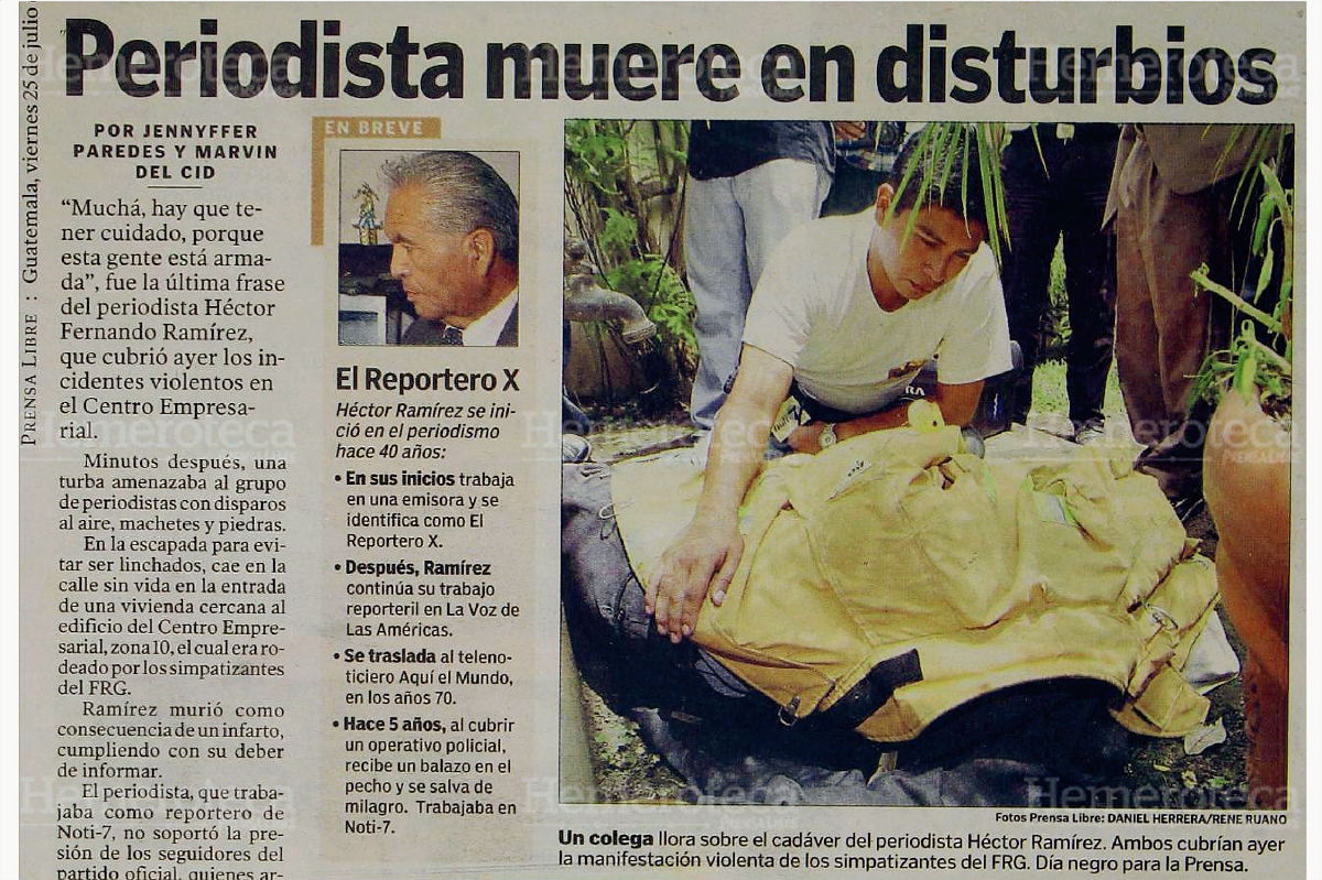 Referencias biográficas y muerte del reportero Héctor Ramírez (Foto: Hemeroteca PL)