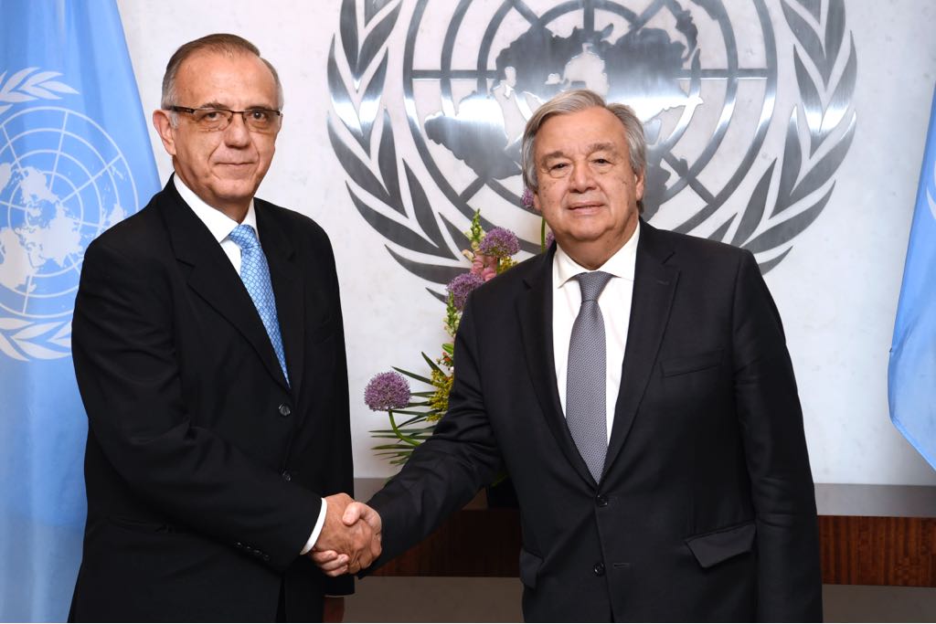 Foto divulgada por la ONU donde aparecen Iván Velásquez, director de Cicig, y António Guterres, secretario de ONU.