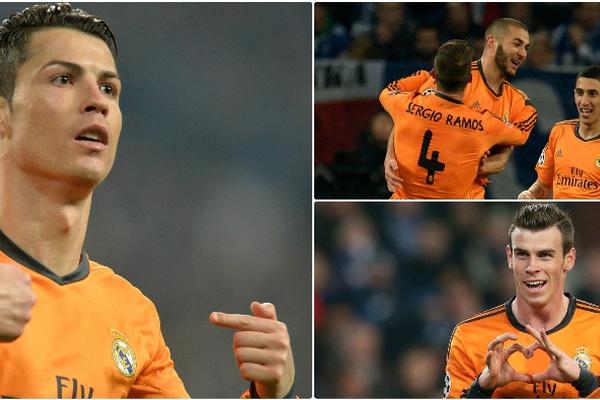 Cristiano Ronaldo, Karim Benzema y Gareth Bale contribuyeron con dos goles cada uno en el triunfo del Real Madrid 6-1 ante el Galatasaray. (Foto Prensa Libre: AFP y AP)