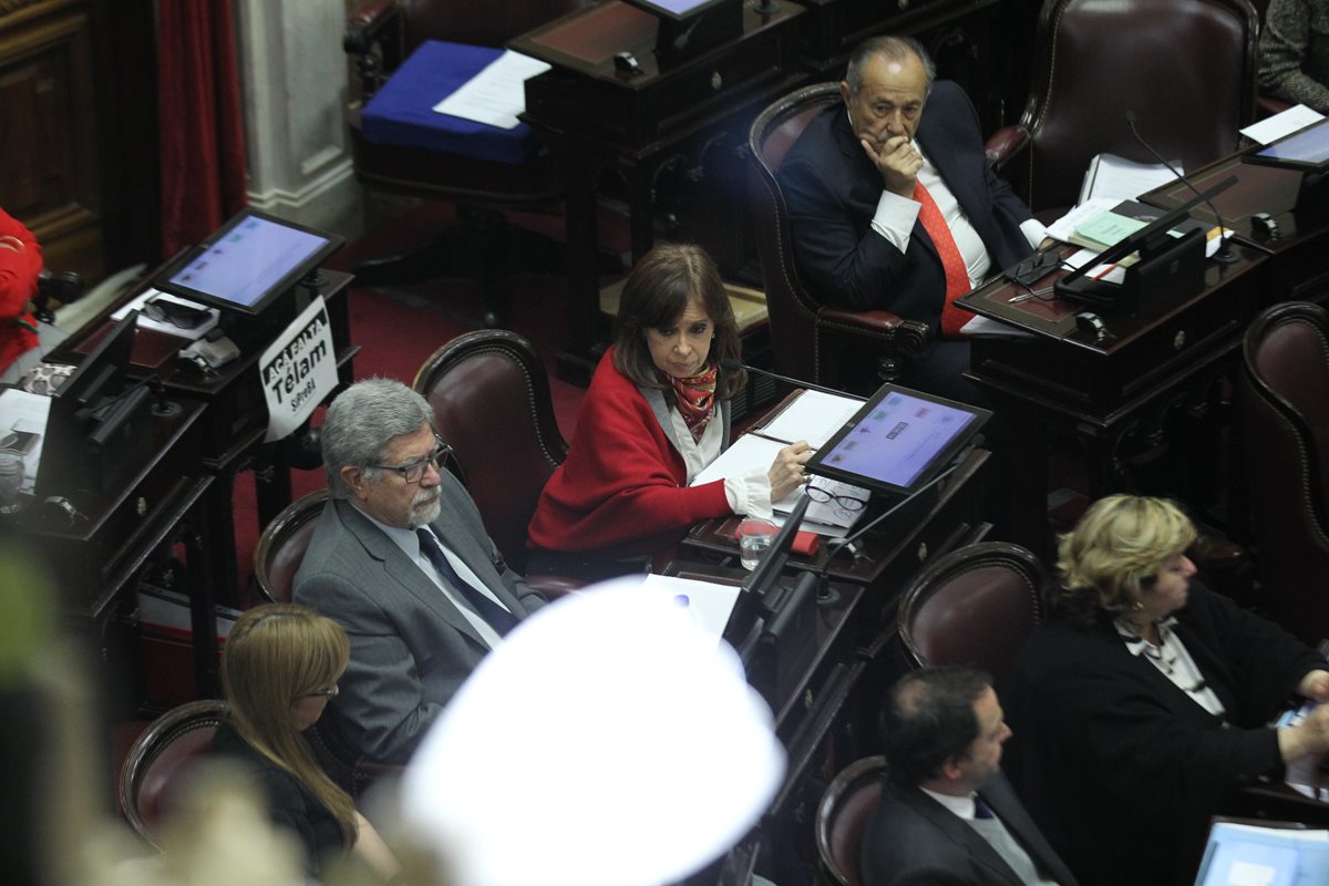 La expresidenta y senadora argentina Cristina Fernández de Kirchner (c) interviene durante el debate del proyecto de ley para legalizar el aborto. (Foto Prensa Libre: EFE).