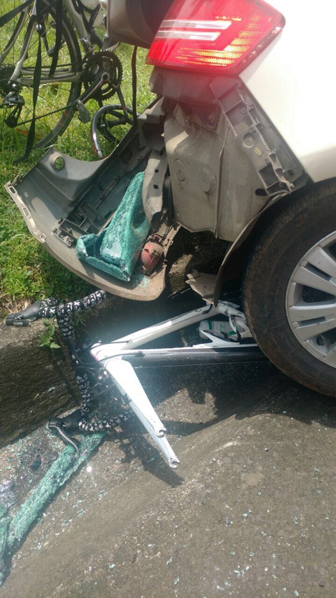 Así quedó la bicicleta de Morales, luego del accidente.