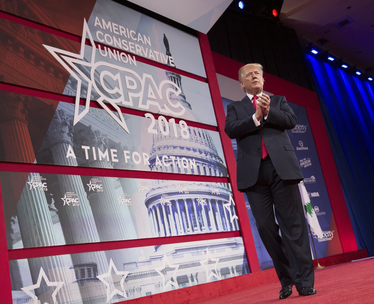 Trump habla en la Conferencia de Acción Política Conservadora (CPAC) en Maryland, EE. UU.(Foto Prensa Libre:AFP).