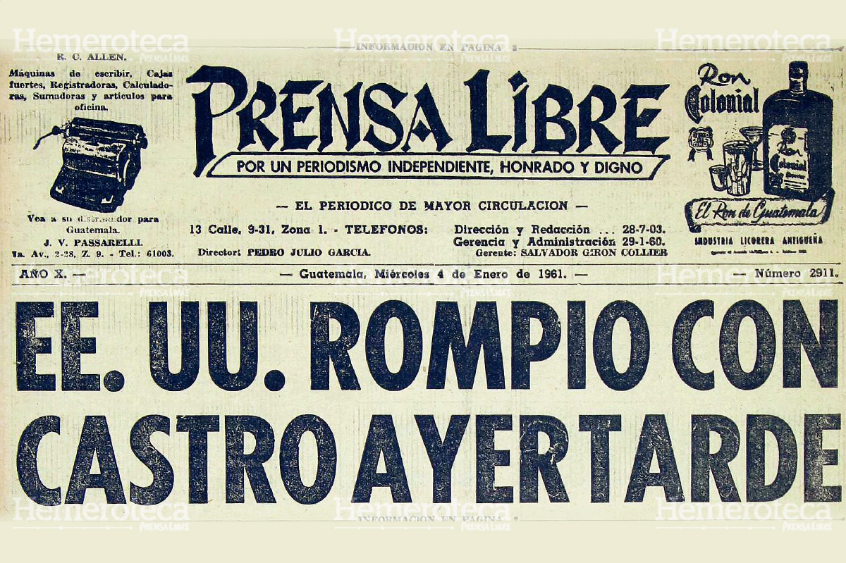Portada de Prensa Libre del 4 de enero de 1961