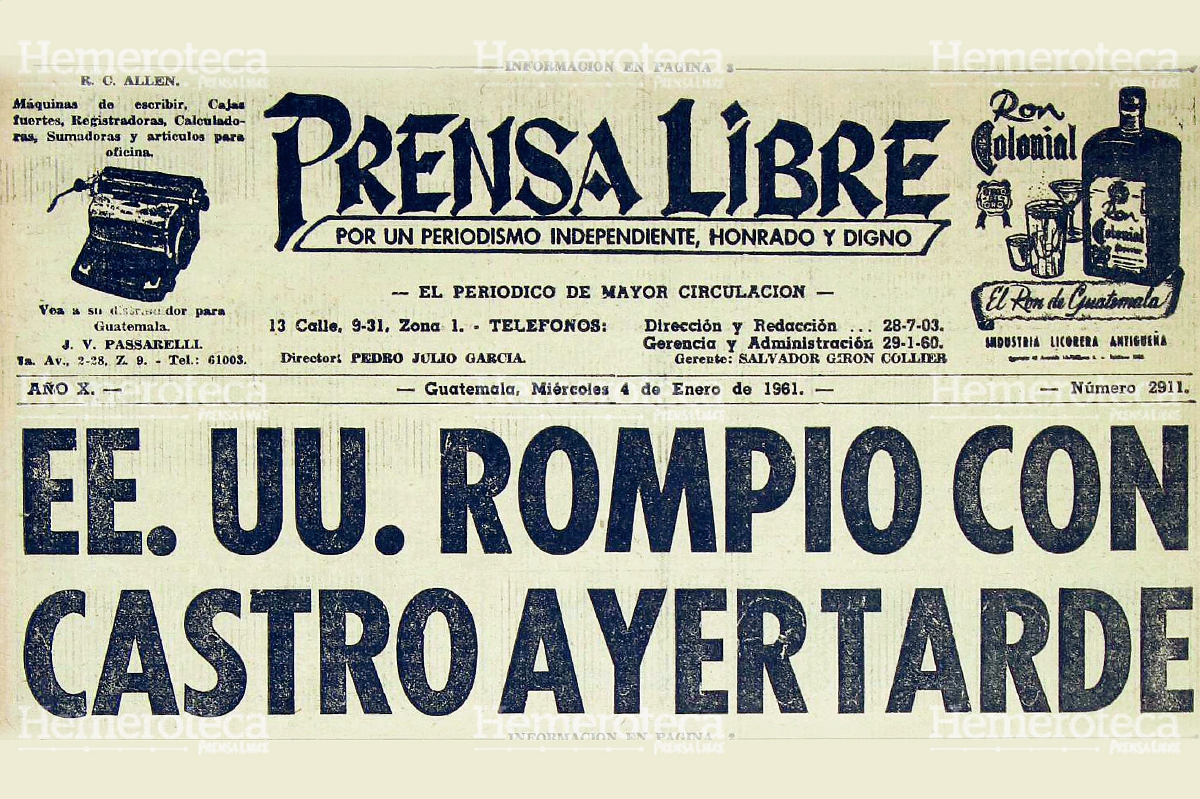 Portada de Prensa Libre del 4 de enero de 1961