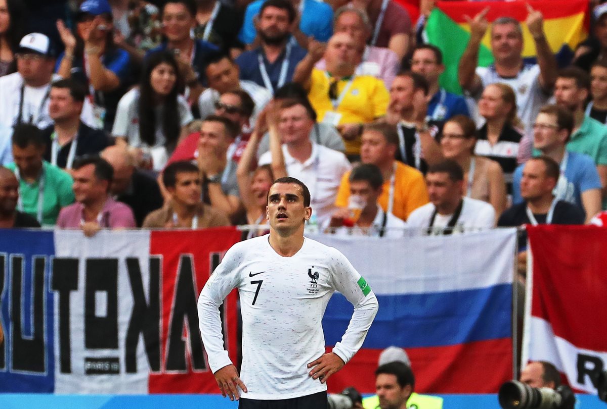 Antoine Griezmann no influyó en el partido entre Francia y Dinamarca. (Foto Prensa Libre: EFE)