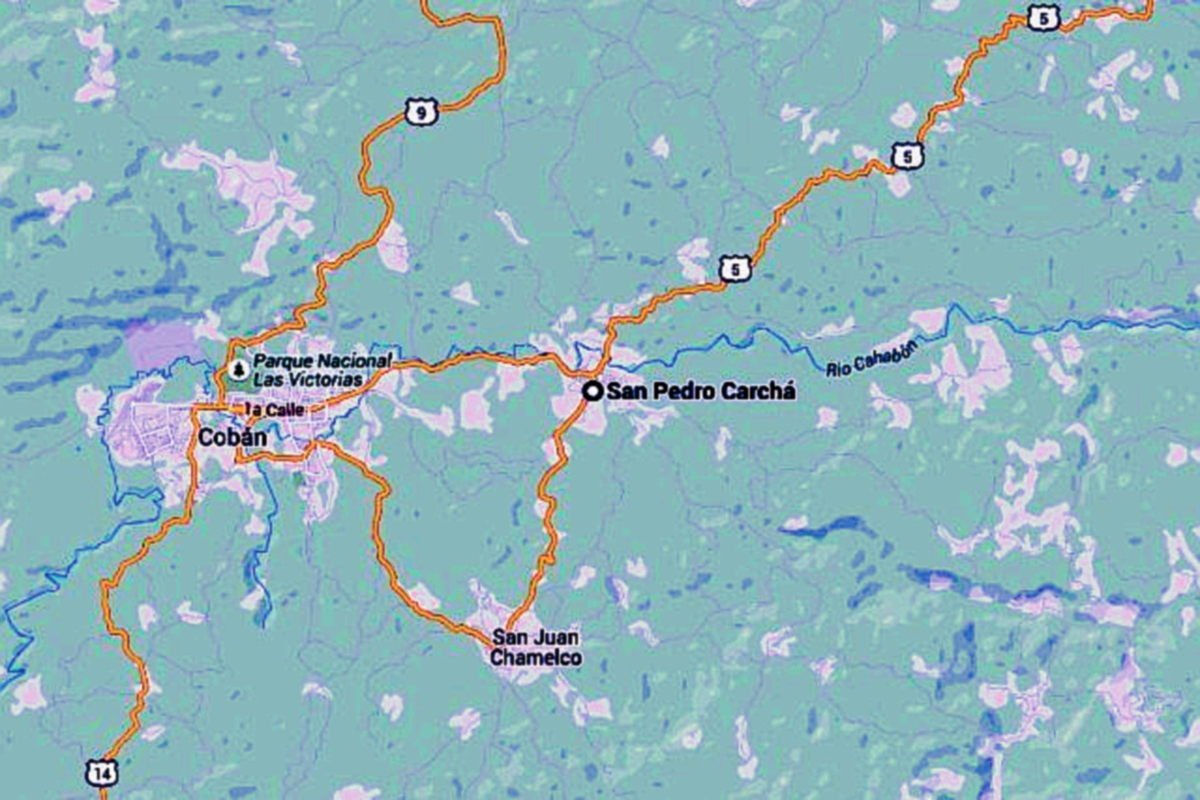 Mapa de San Pedro Carchá, Alta Verapaz, donde ocurrió el hecho. (Foto Prensa Libre: Internet)
