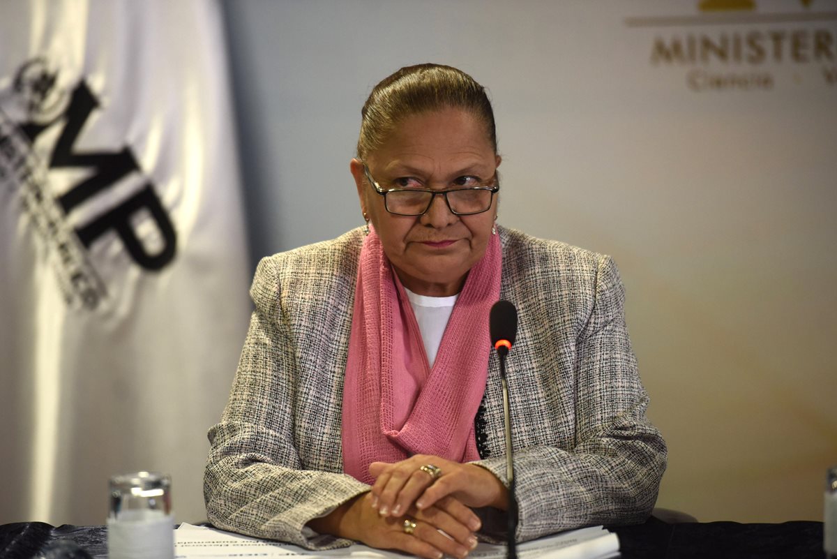 Fiscal general de Guatemala, María Consuelo Porras, durantela conferencia de prensa. (Foto Prensa Libre: EFE)