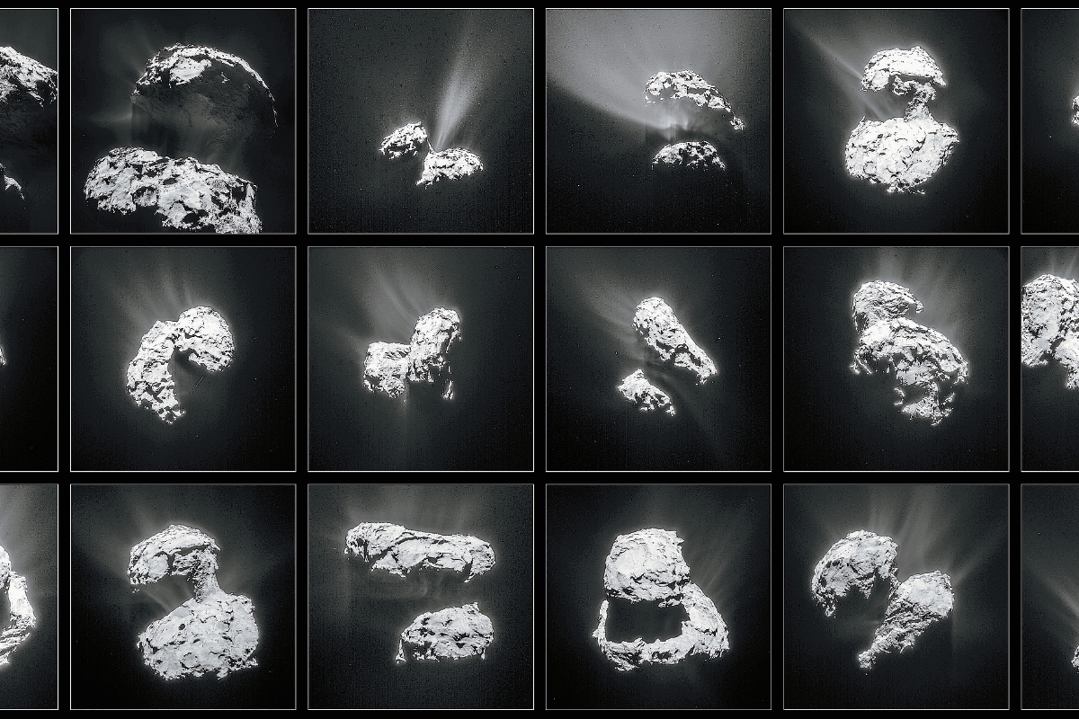 Fotos tomadas por el NavCam de la sonda espacial Rosetta que muestran el cometa 67P (Foto Prensa Libre:AP)