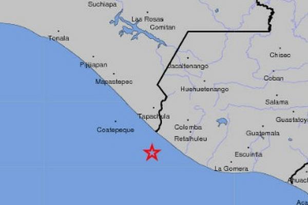 Sismo se registró en la costa de de San Marcos. (Foto cortesía del Usgs)