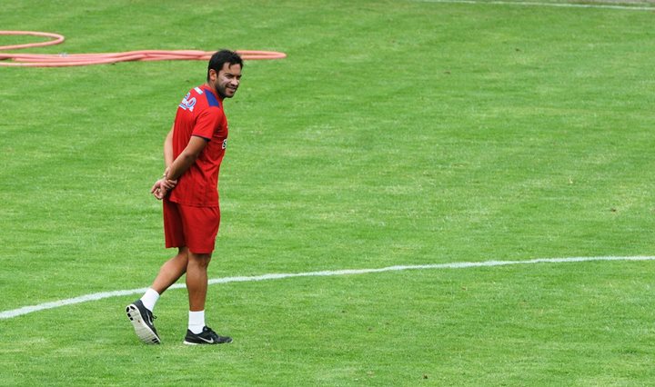 Denniss López estuvo relajado en la práctica. (Foto Prensa Libre: Jeniffer Gómez)