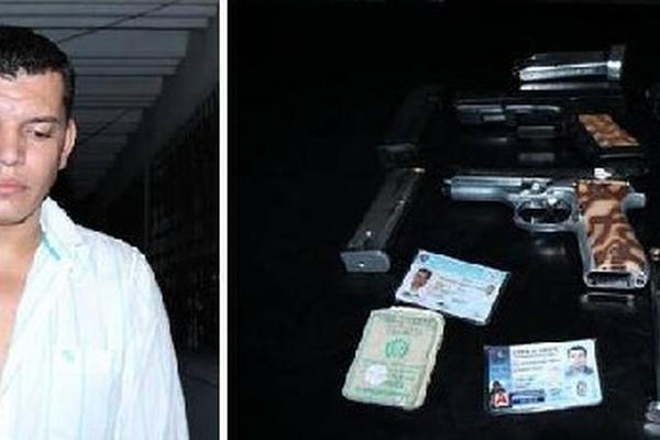 Cristopher Benjamín Enrique Calderón  y parte de lo que la Policía  decomisó.