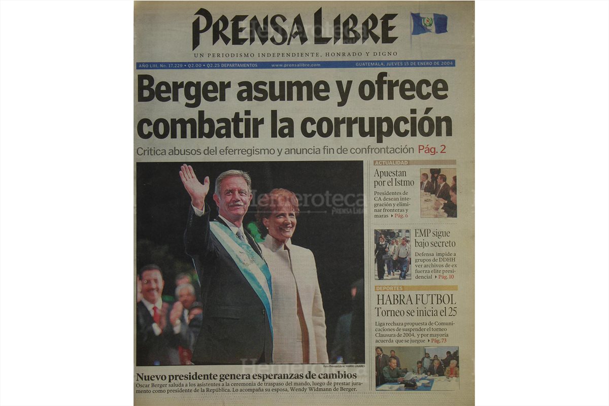 Óscar Berger asume la Presidencia del país el 14 de enero de 2004. (Foto: Hemeroteca PL)