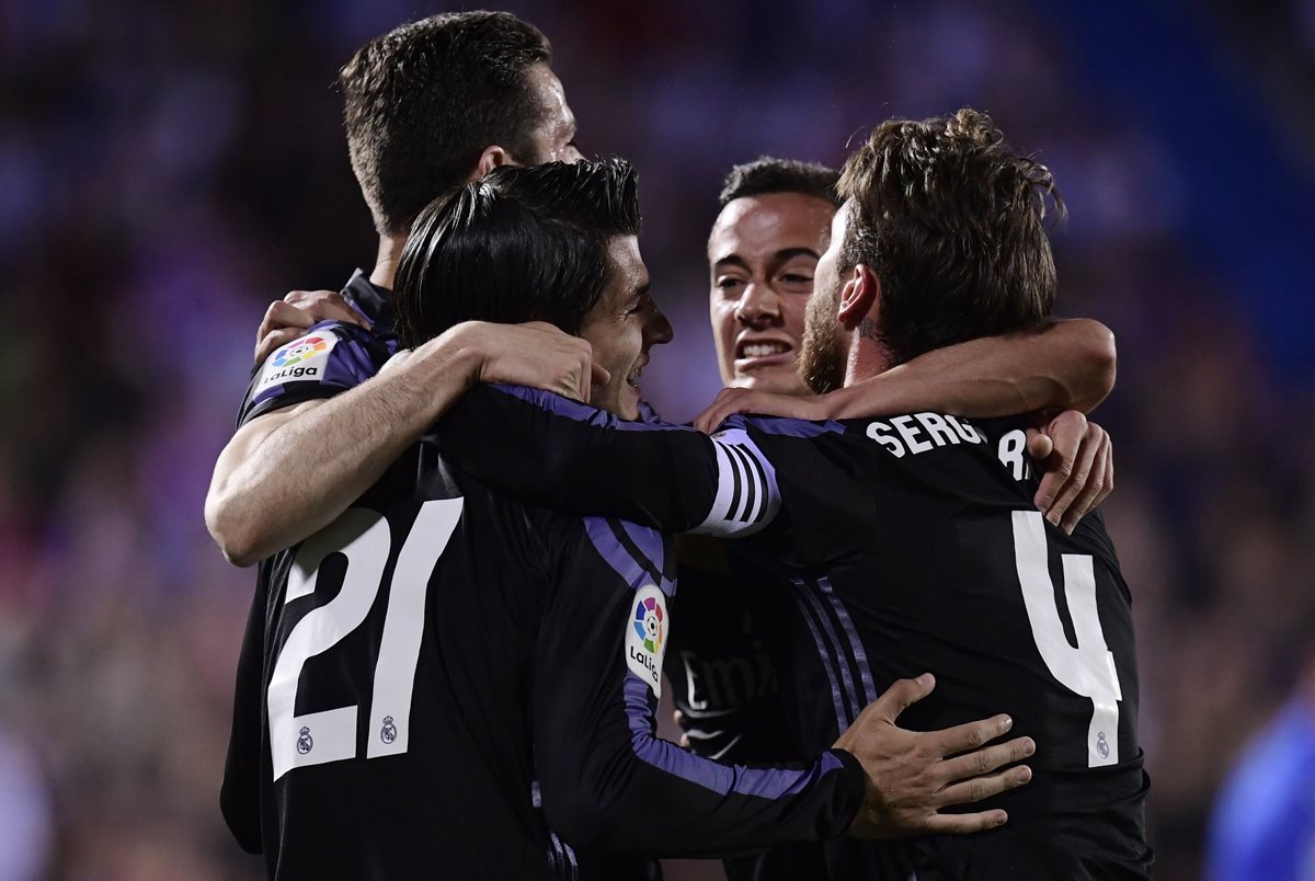 Álvaro Morata celebró en dos oportunidades en el duelo frente al Leganés. (Foto Prensa Libre: AFP)