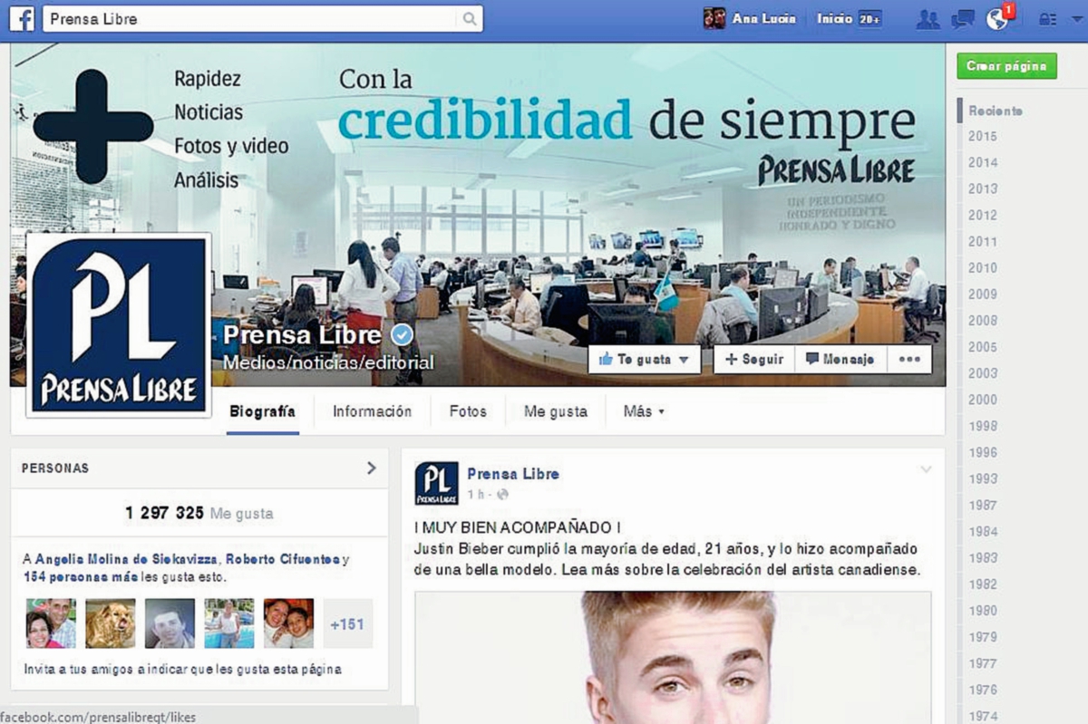 El Facebook de Prensa Libre tiene nueva imagen y permite al usuario interactuar. (Foto Prensa Libre)