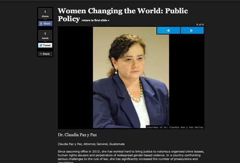 Claudia Paz y Paz fue incluida en la revista Forbes como una de las mujeres más poderosas en políticas públicas.