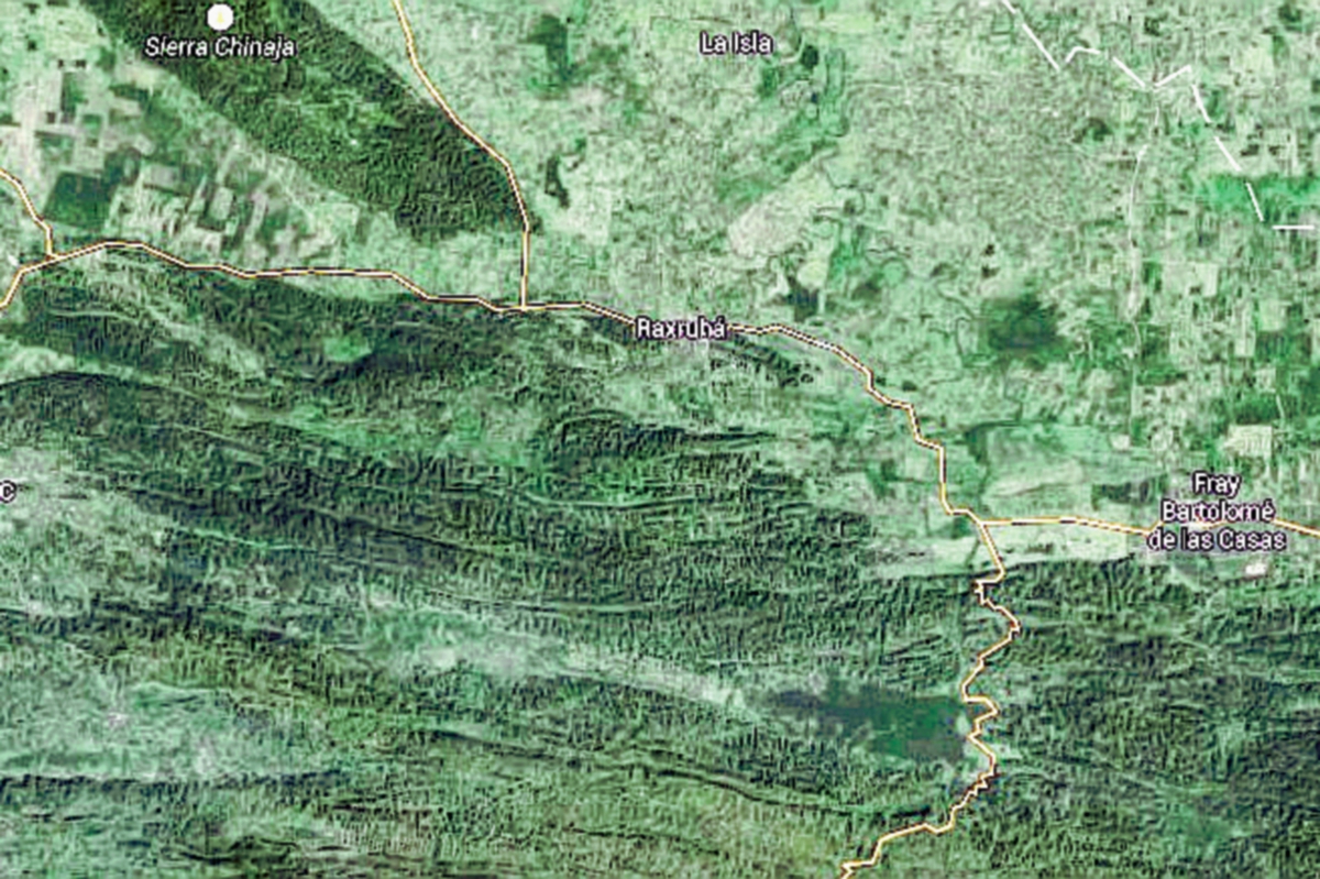 Mapa de Raxuhá,  Alta Verapaz (Foto Prensa Libre: Google Maps)