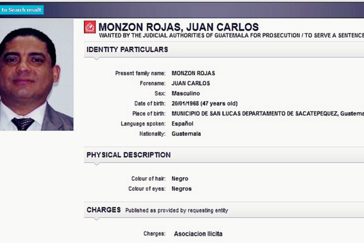 En la Interpol ya se encuentra el registro de Juan Carlos Monzón, exsecretario privado de la vicepresidencia y quien es señalado de ser el líder de la red La Línea.