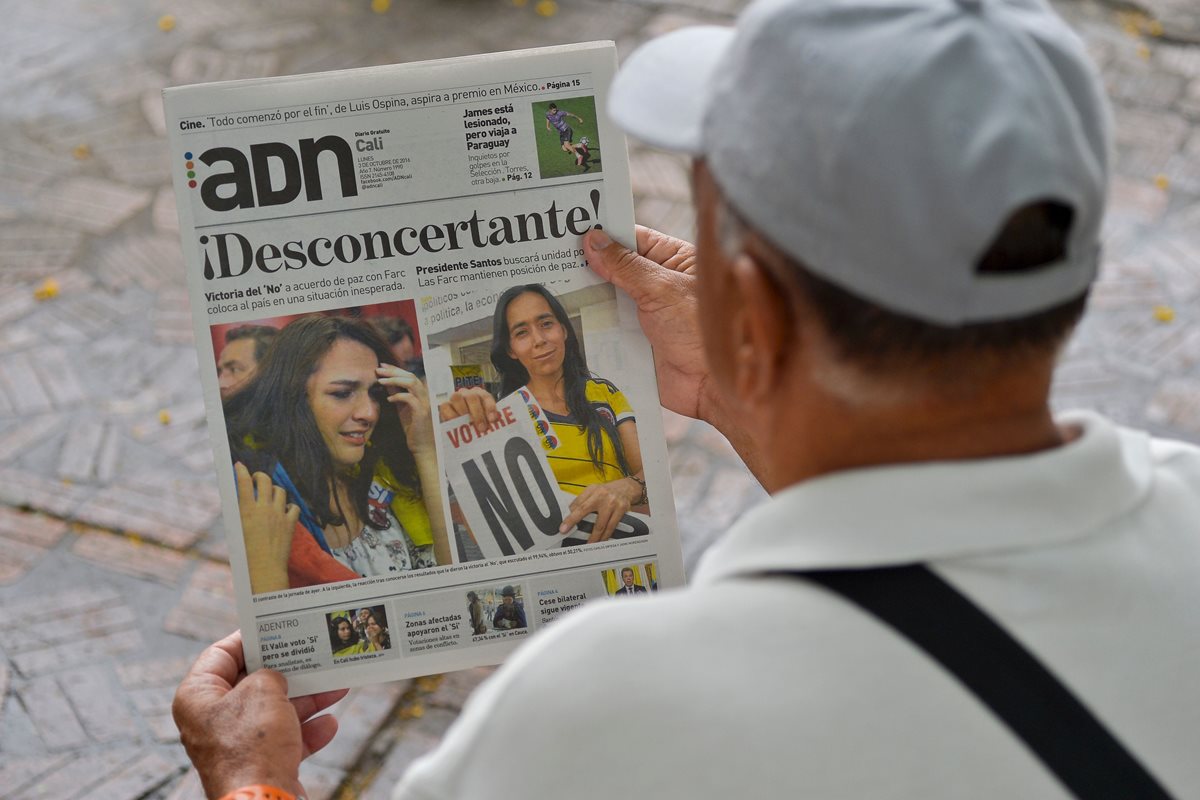 Los resultados del plebiscito mostraron divisionismo en Colombia. (Foto Prensa Libre: AFP)
