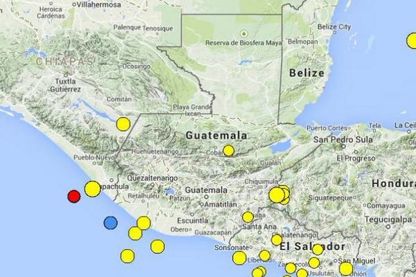El epicentro se registró en el territorio mexicano. (Foto Prensa Libre: Conred)